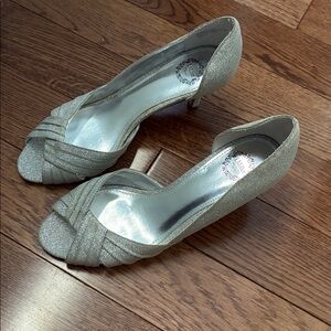 Silver glittery high heels